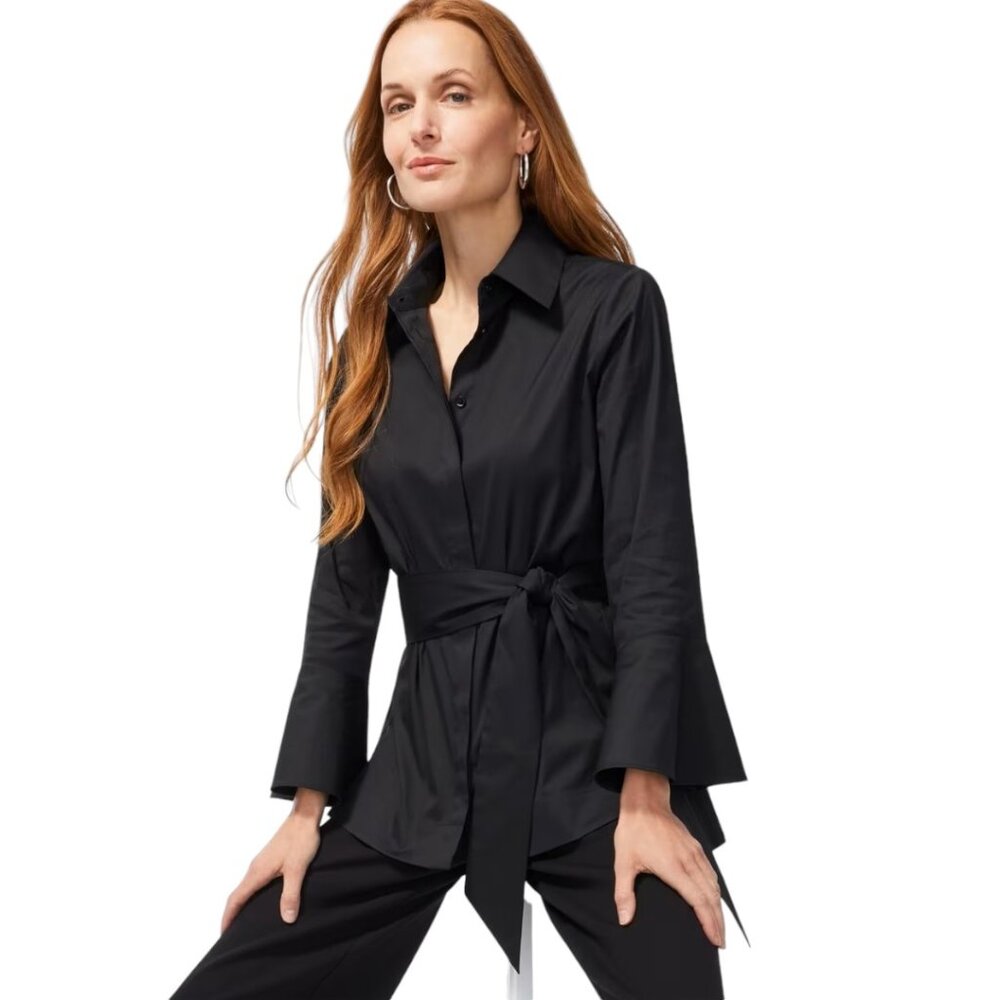 Chico's Black Label Poplin Tunic, Size 10, Black, NWT